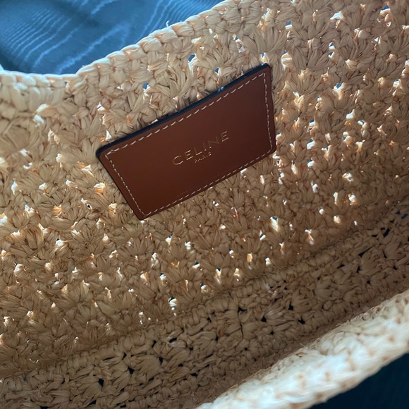 CELINE CLASSIC PANIER HOBO BAG IN RAFFIA AND CALFSKIN WICKER TAN STRAW SUMMER - Picture 2 of 14